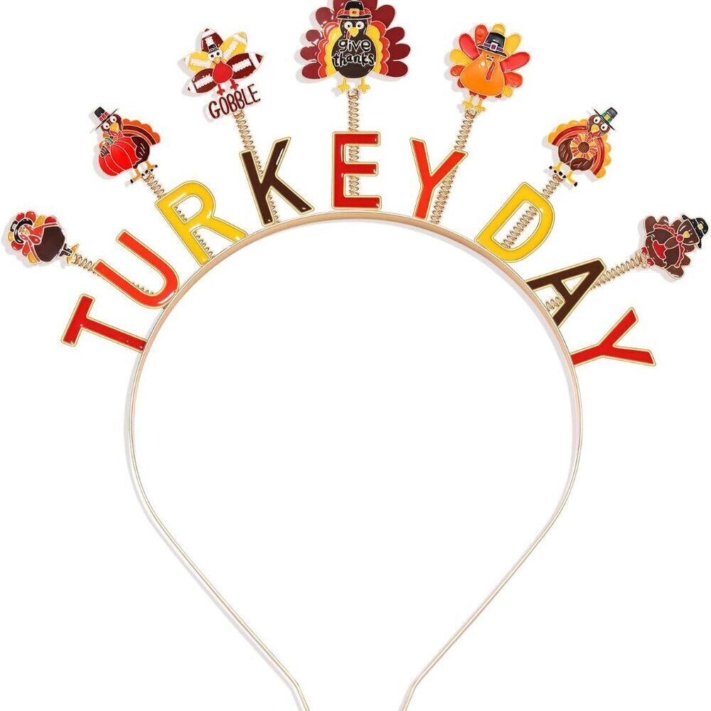 Thanksgiving Headband Women Autumn Fall Pumpkin Turkey Maple Leaf Accessories